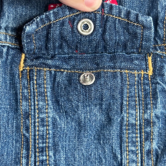 VTG Y2K Gymboree Embroidered Denim Jacket 9 Preppy Fall Classic Red Bows Ruffle - Picture 4 of 10